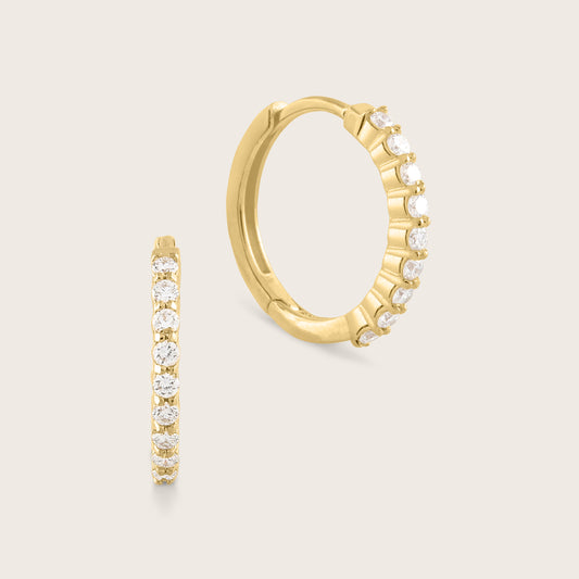 14k Yellow Gold Lab Grown Diamond Huggie Hoop Earrings