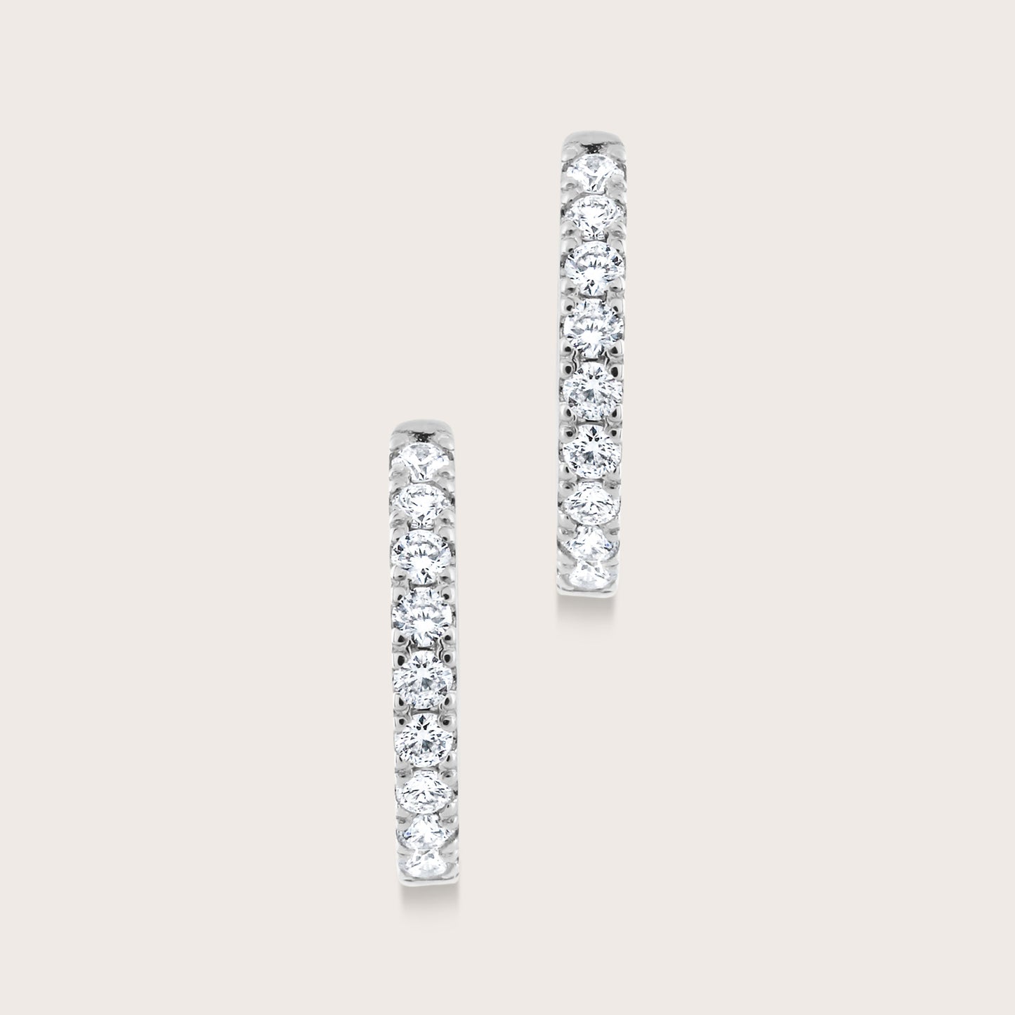 14k Gold Lab Grown Diamond Half Pavé Huggie Hoop Earrings