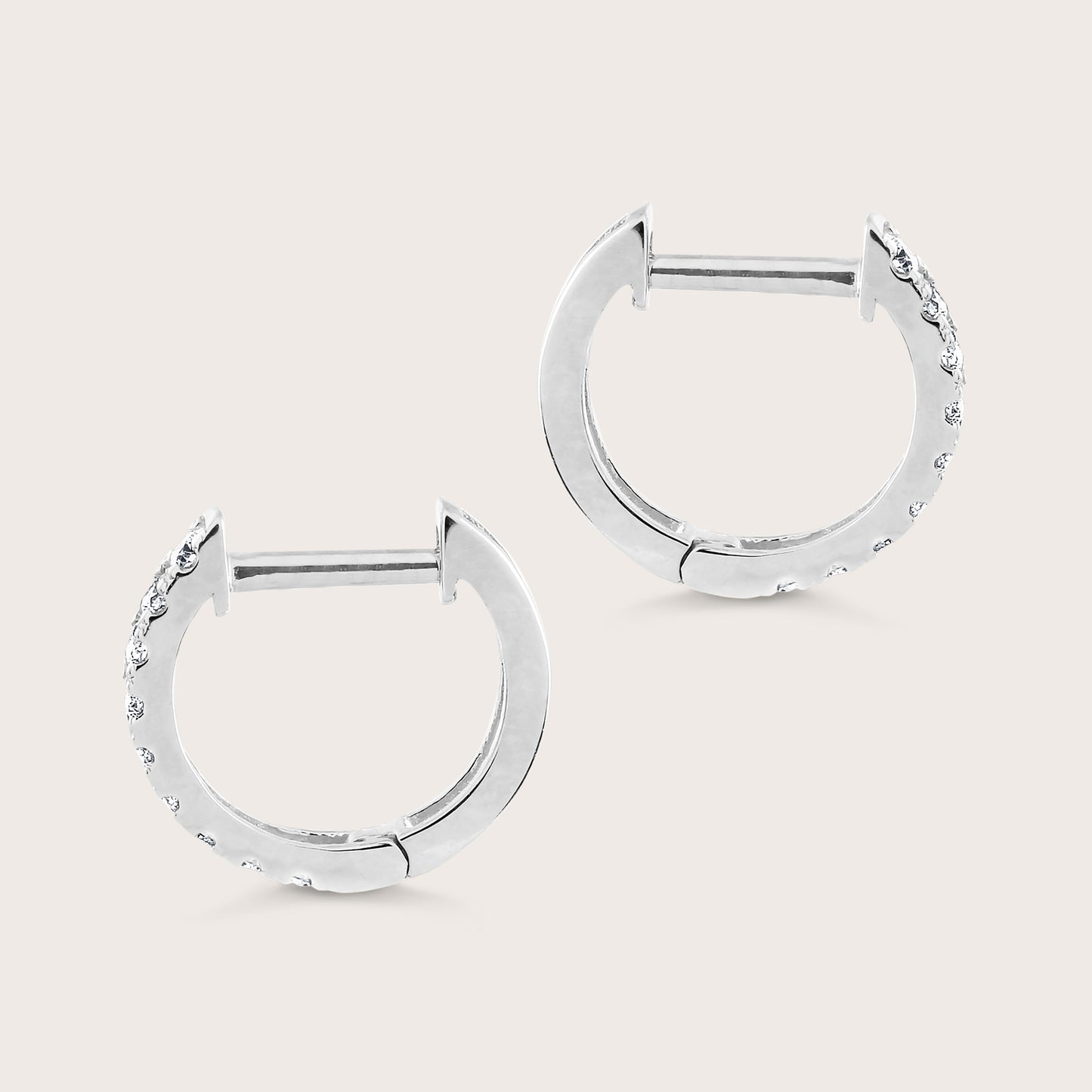14k Gold Lab Grown Diamond Half Pavé Huggie Hoop Earrings