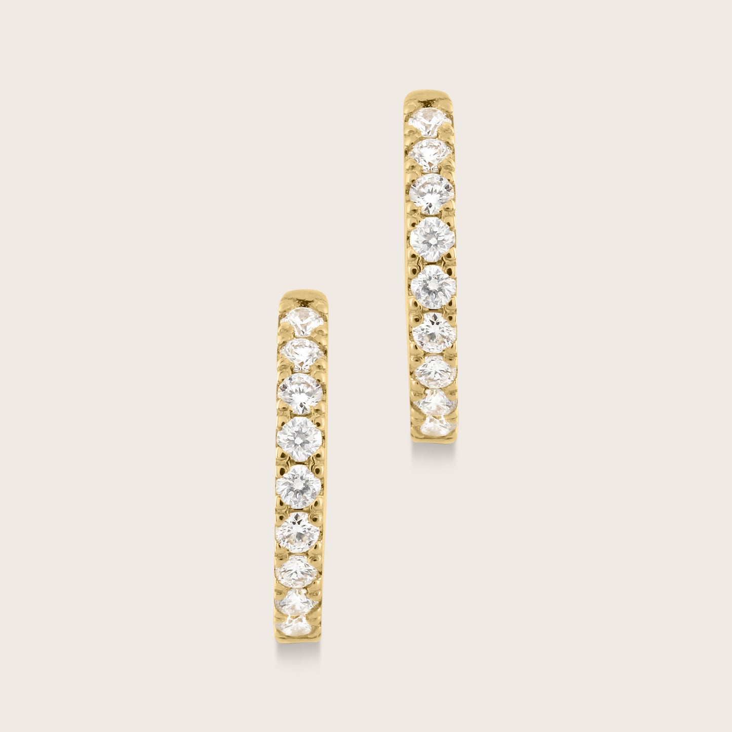 14k Gold Lab Grown Diamond Half Pavé Huggie Hoop Earrings