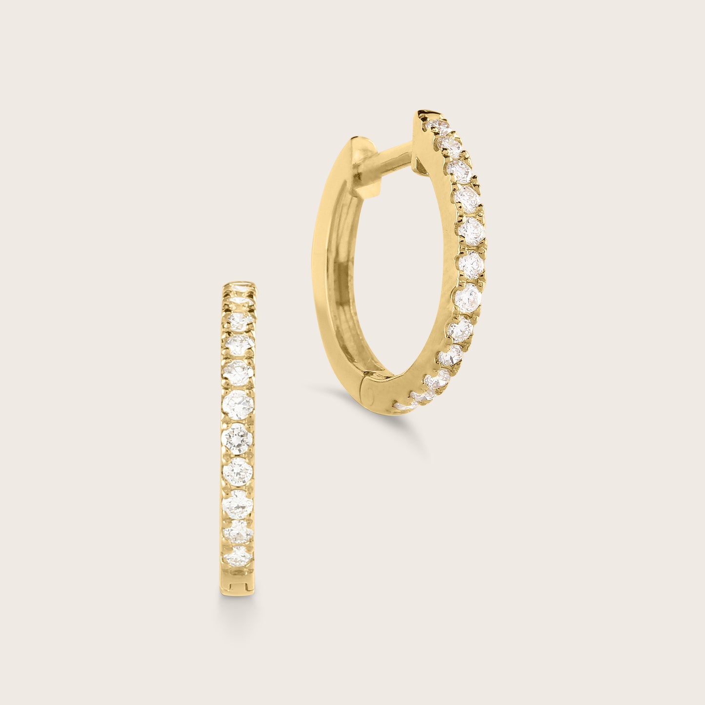 14k Gold Lab Grown Diamond Half Pavé Hoop Earrings