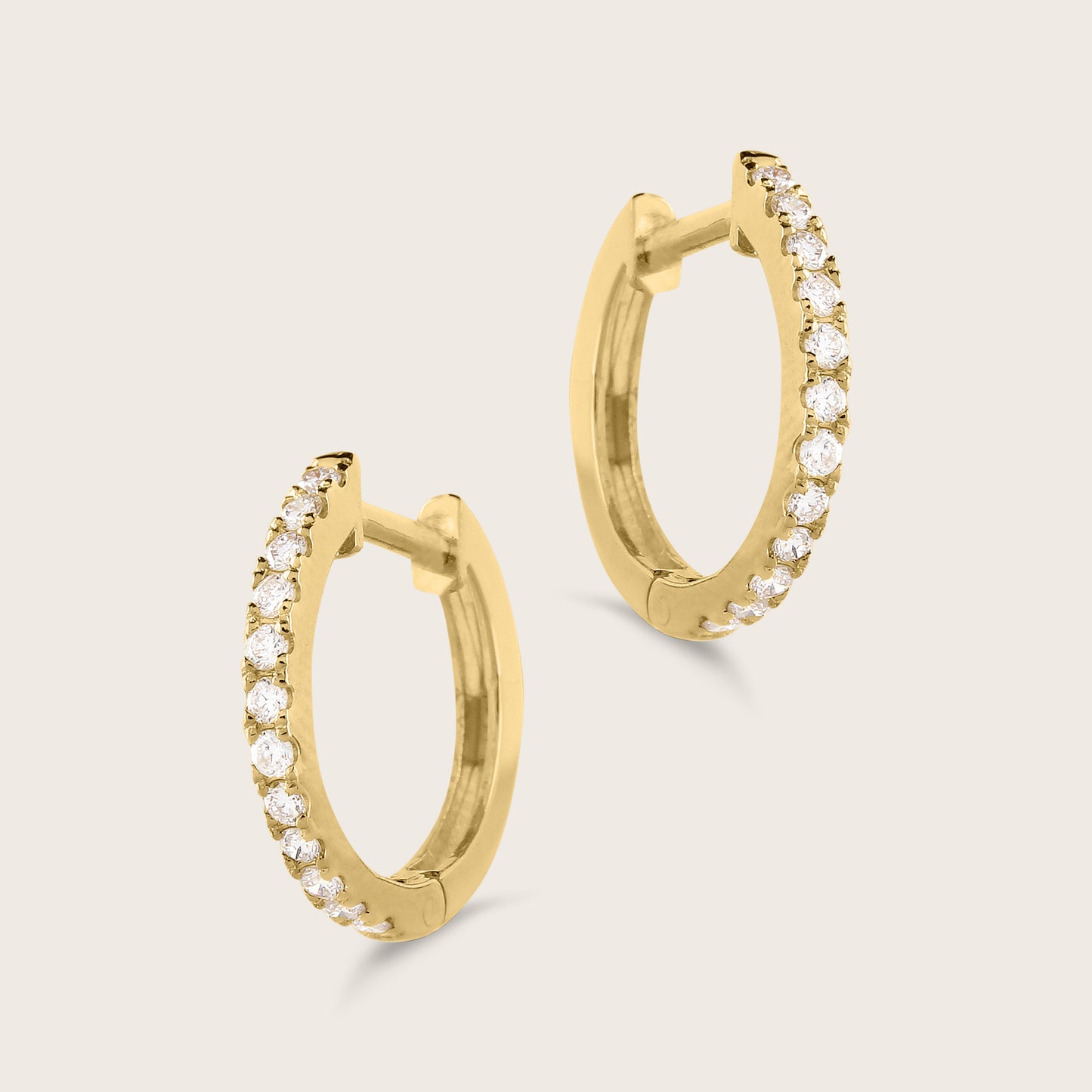 14k Gold Lab Grown Diamond Half Pavé Hoop Earrings