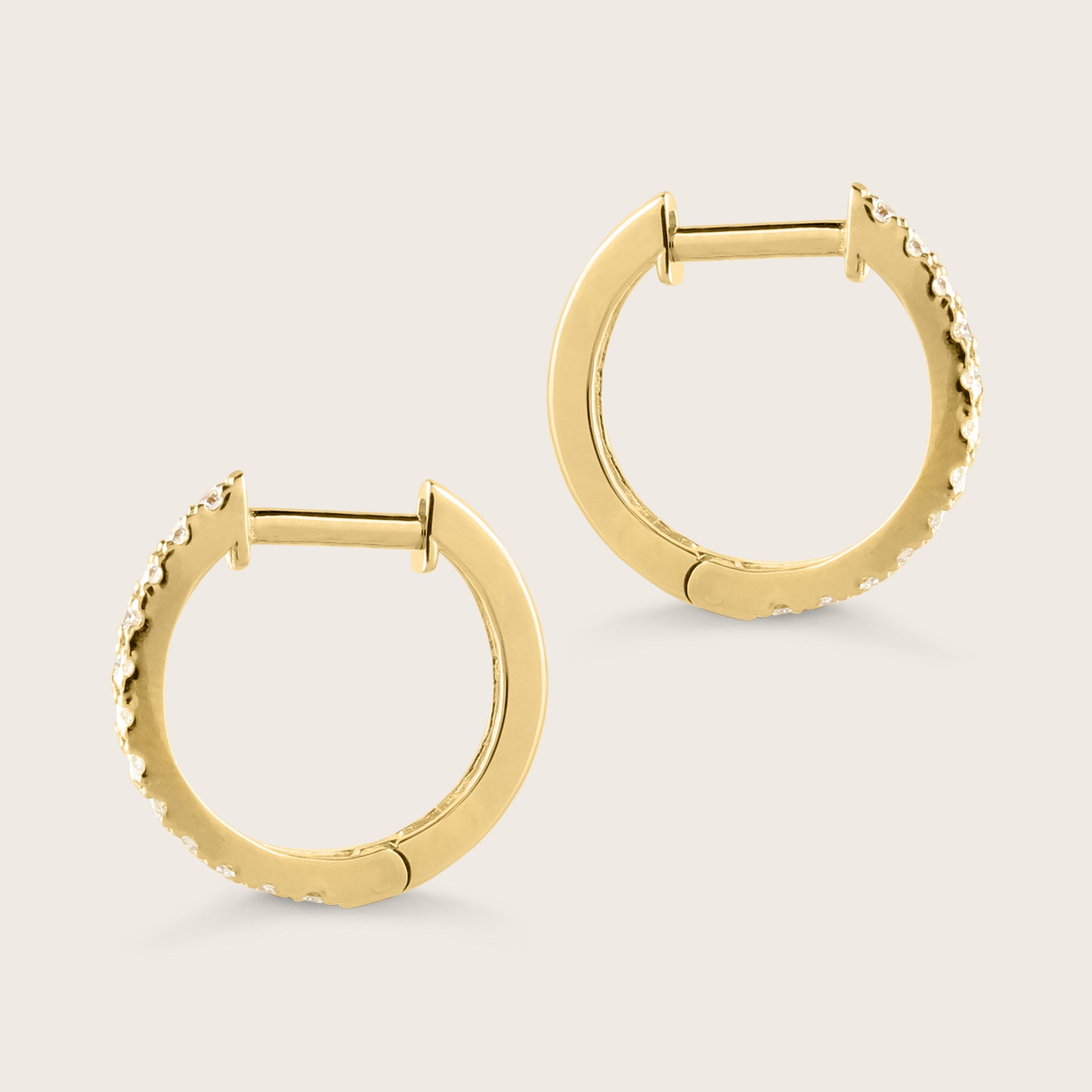 14k Gold Lab Grown Diamond Half Pavé Hoop Earrings