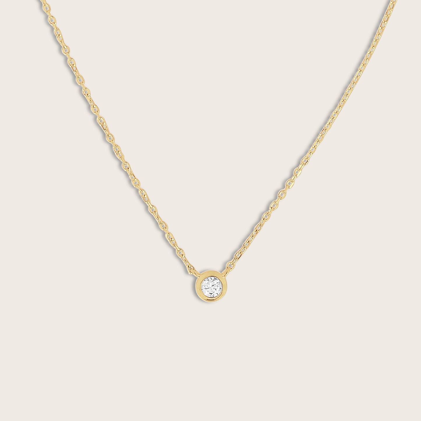 14k Yellow Gold Round 2.5mm Lab Grown Diamond Pendant Necklace