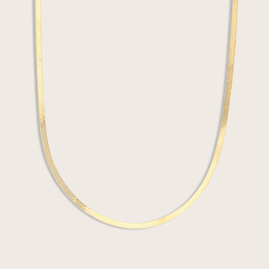 14k Yellow Gold Herringbone Chain Necklace