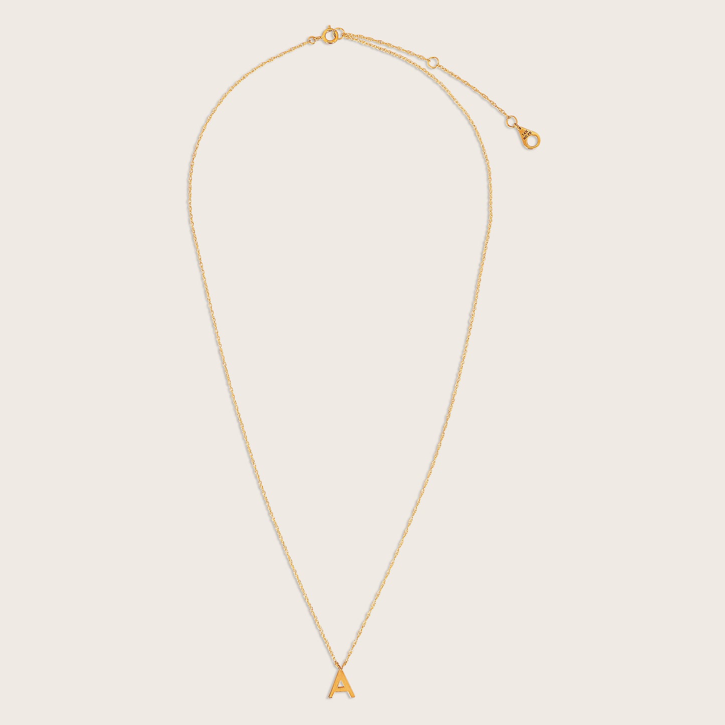 14k Yellow Gold Initial Letter Pendant Necklace