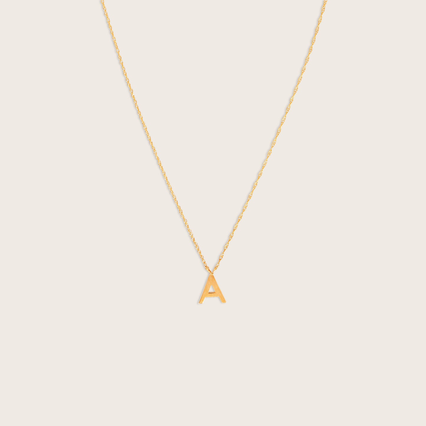 14k Yellow Gold Initial Letter Pendant Necklace