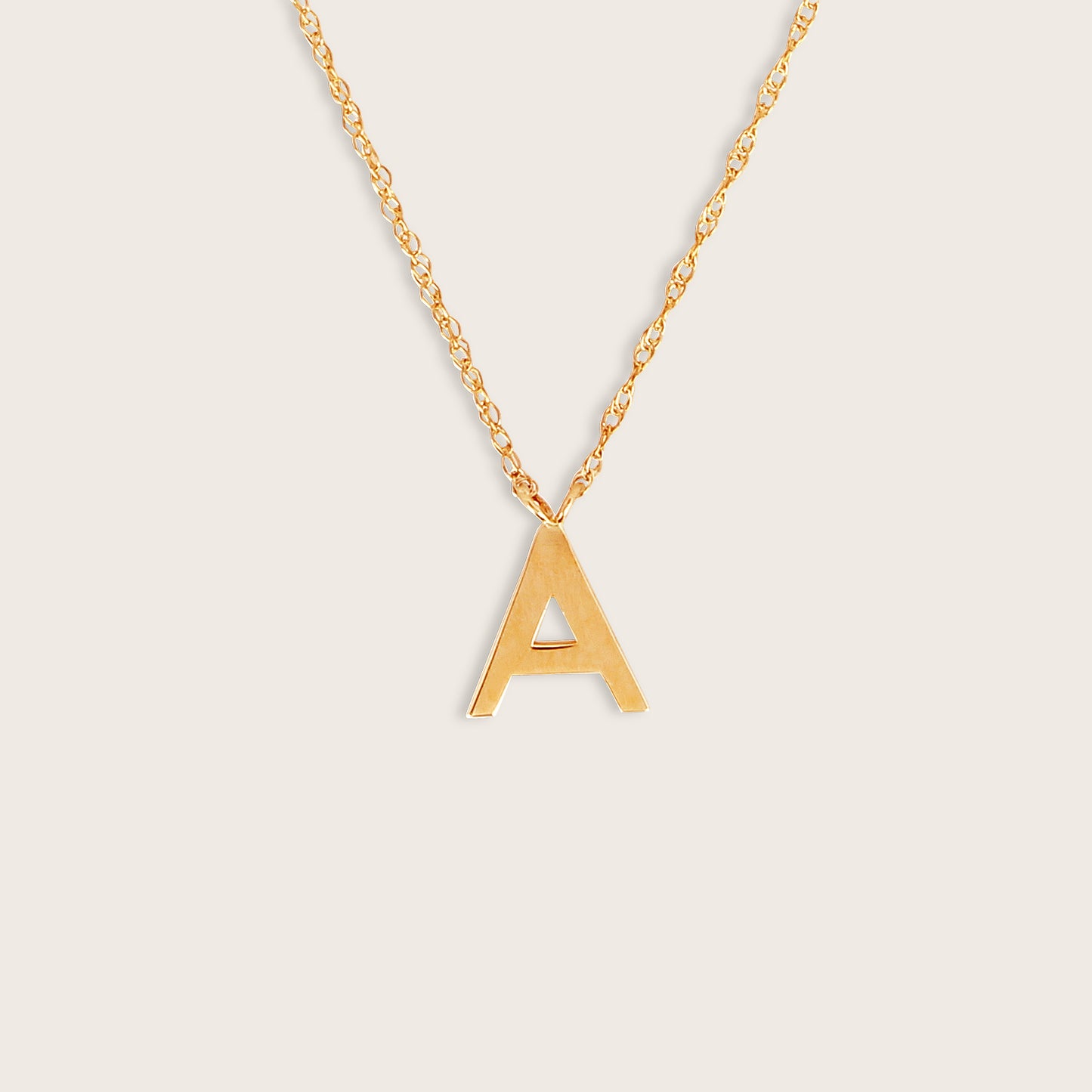 14k Yellow Gold Initial Letter Pendant Necklace