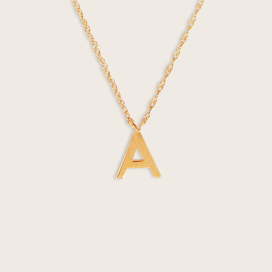 14k Yellow Gold Initial Letter Pendant Necklace