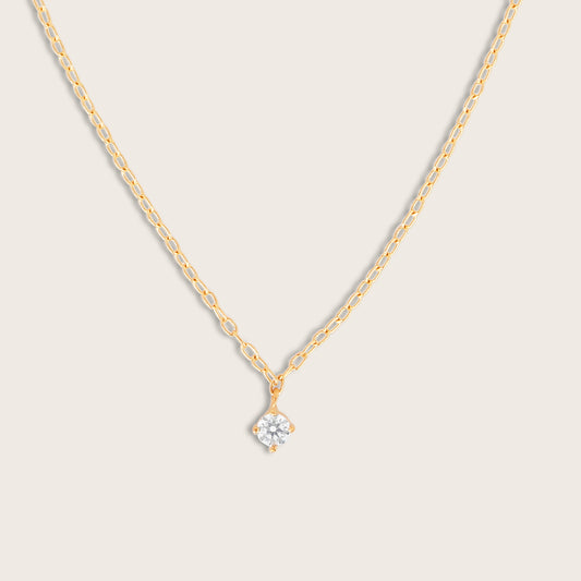 14k Yellow Gold Round 2.7mm Lab Grown Diamond Pendant Necklace