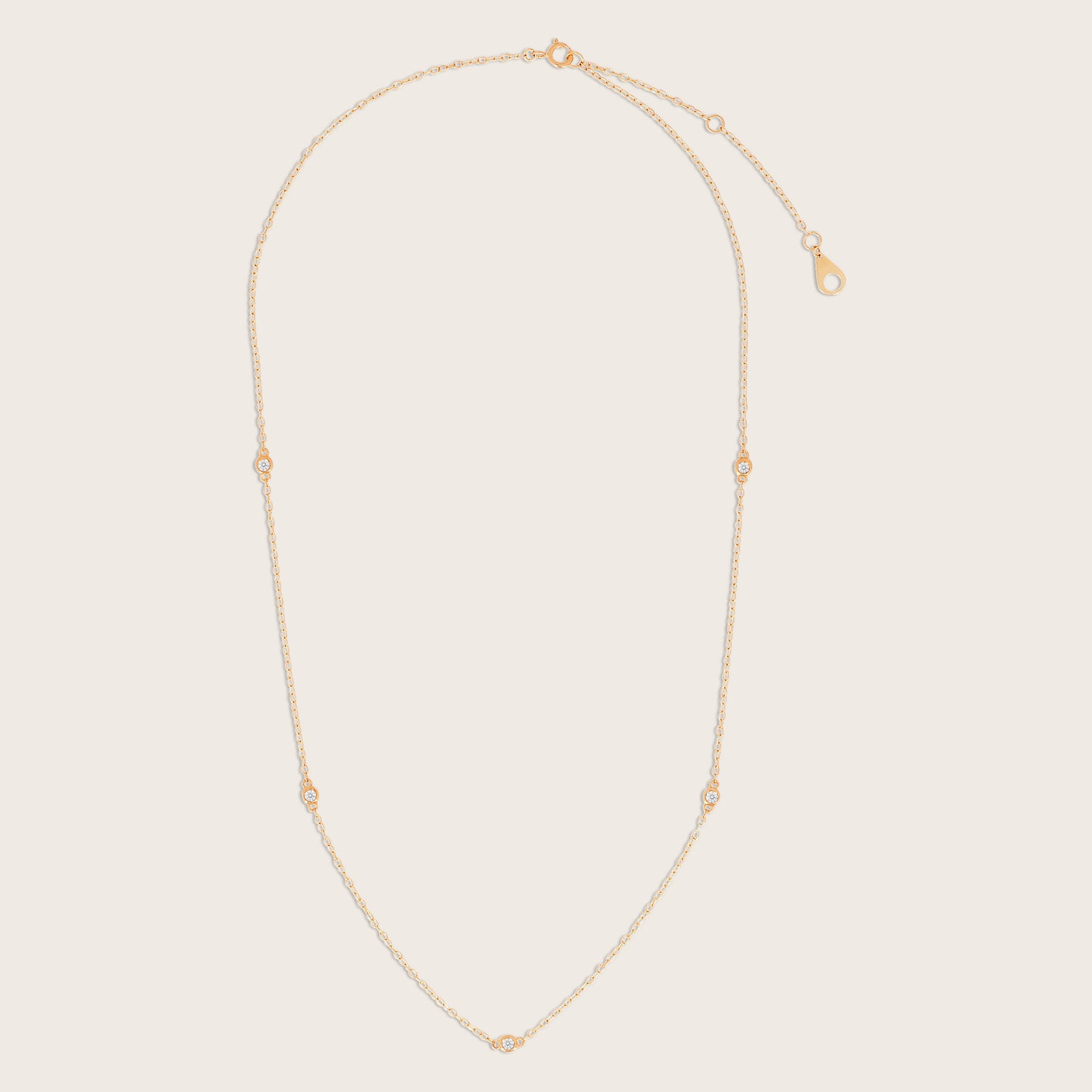 14k Yellow Gold Five Round Lab Grown Diamond Station Necklace