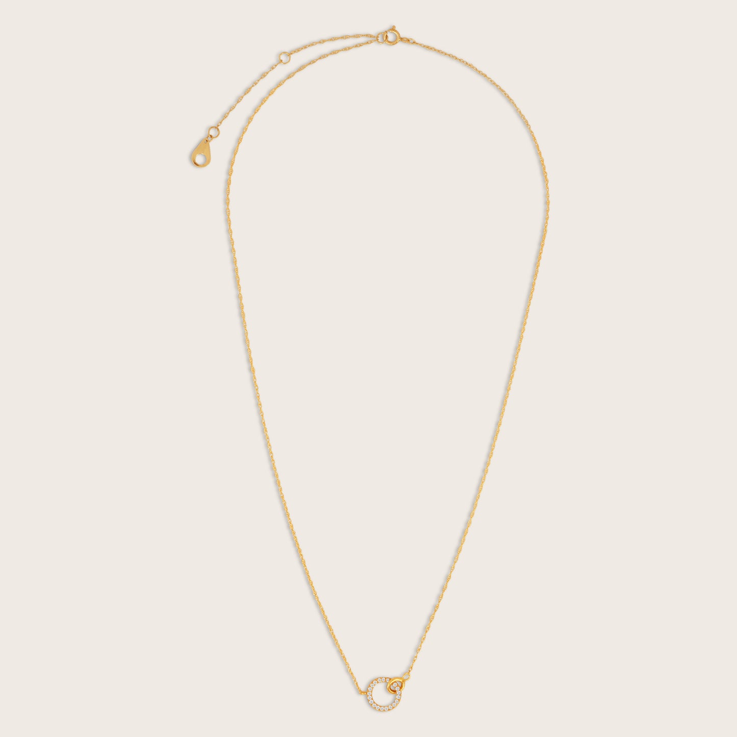 14k Yellow Gold & Lab Grown Diamond Interlocking Circles Pendant Necklace