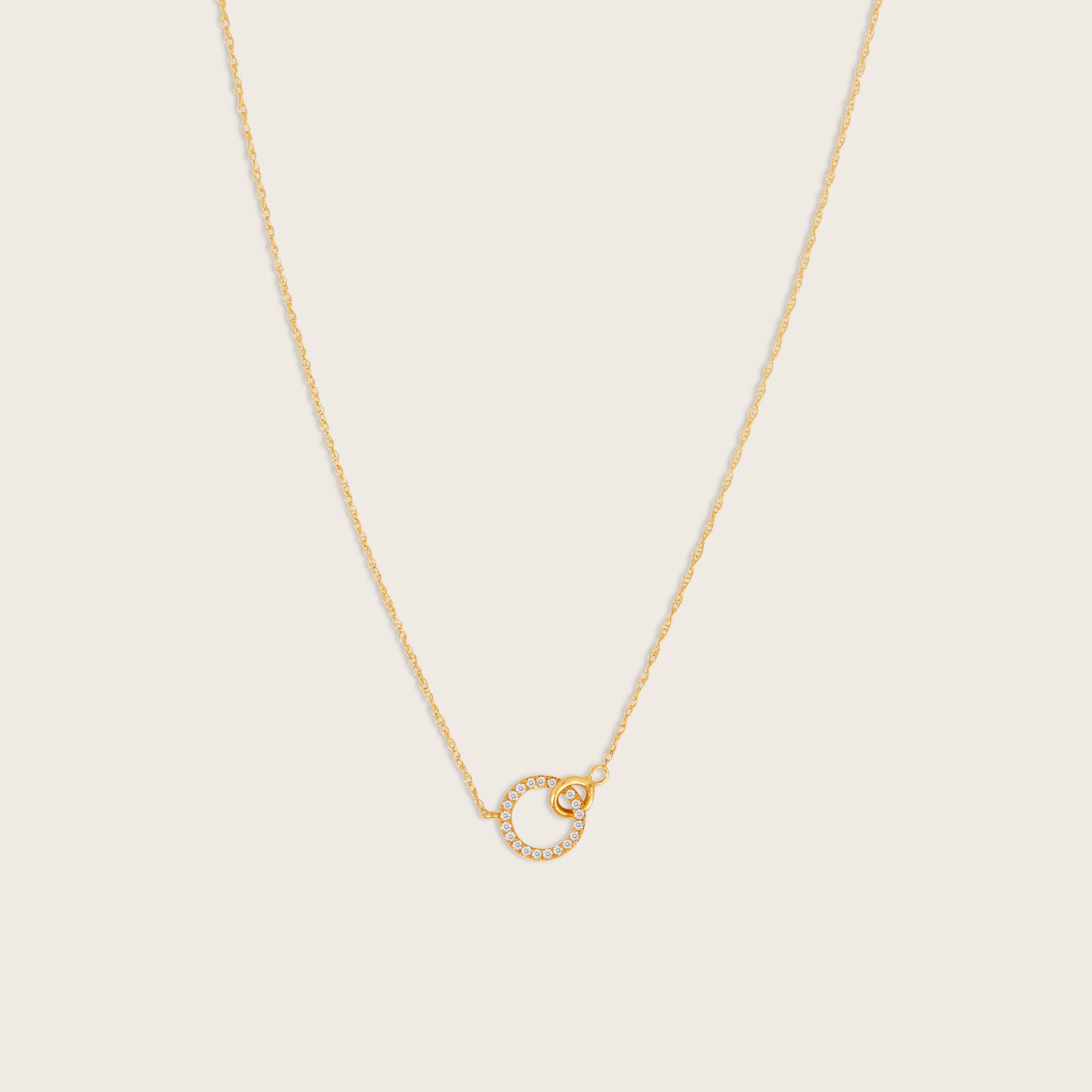 14k Yellow Gold & Lab Grown Diamond Interlocking Circles Pendant Necklace