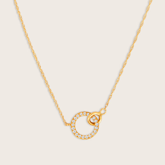 14k Yellow Gold & Lab Grown Diamond Interlocking Circles Pendant Necklace