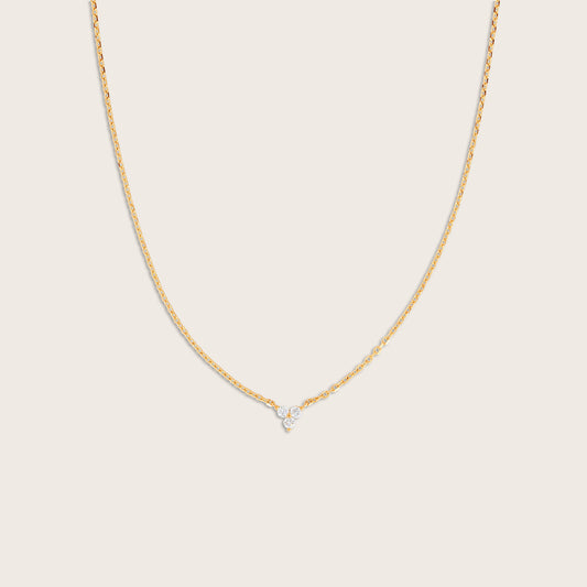 14k Gold Lab Grown Diamond Triplet Pendant Necklace