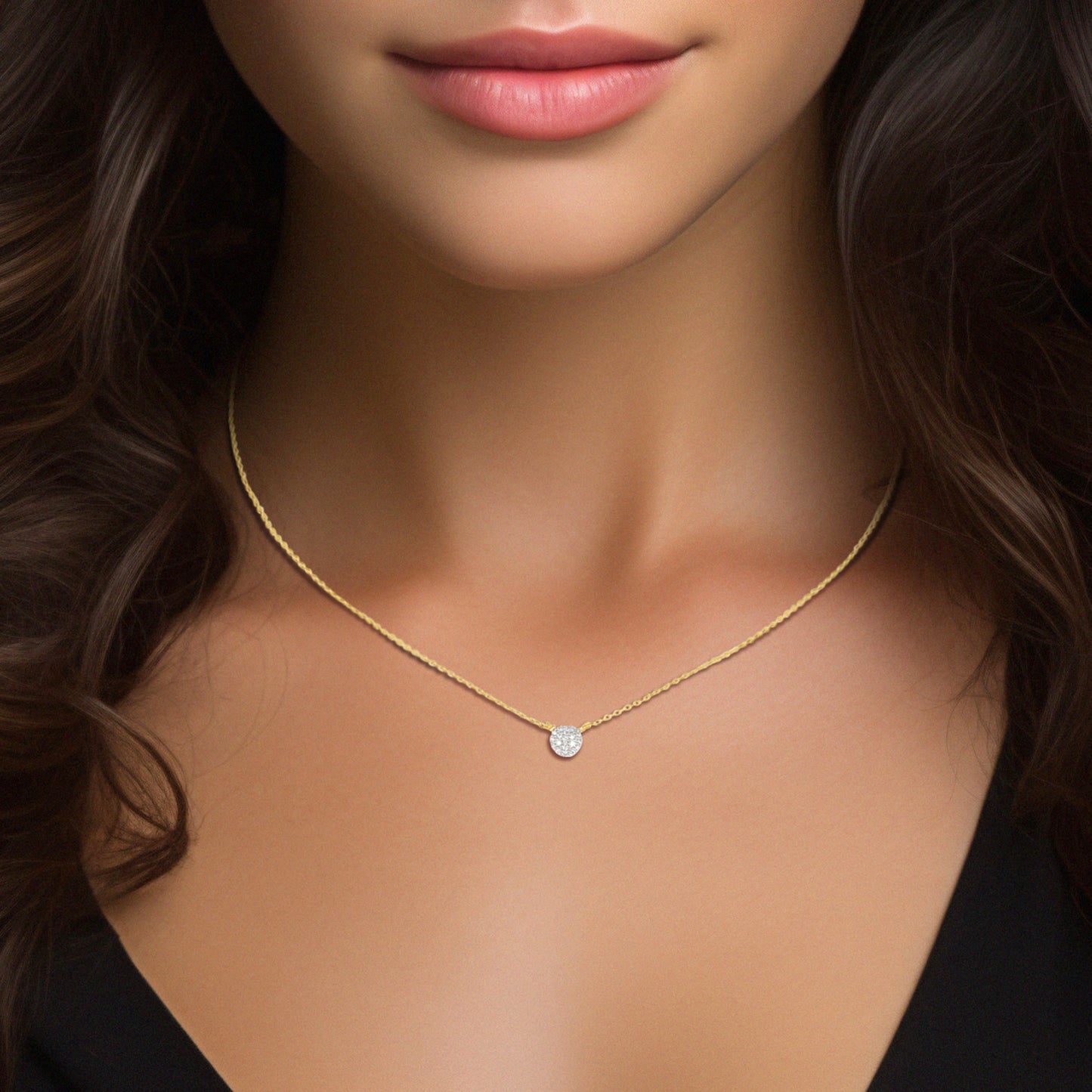 14k Yellow Gold Lab Grown Diamond Pavé Pendant Necklace