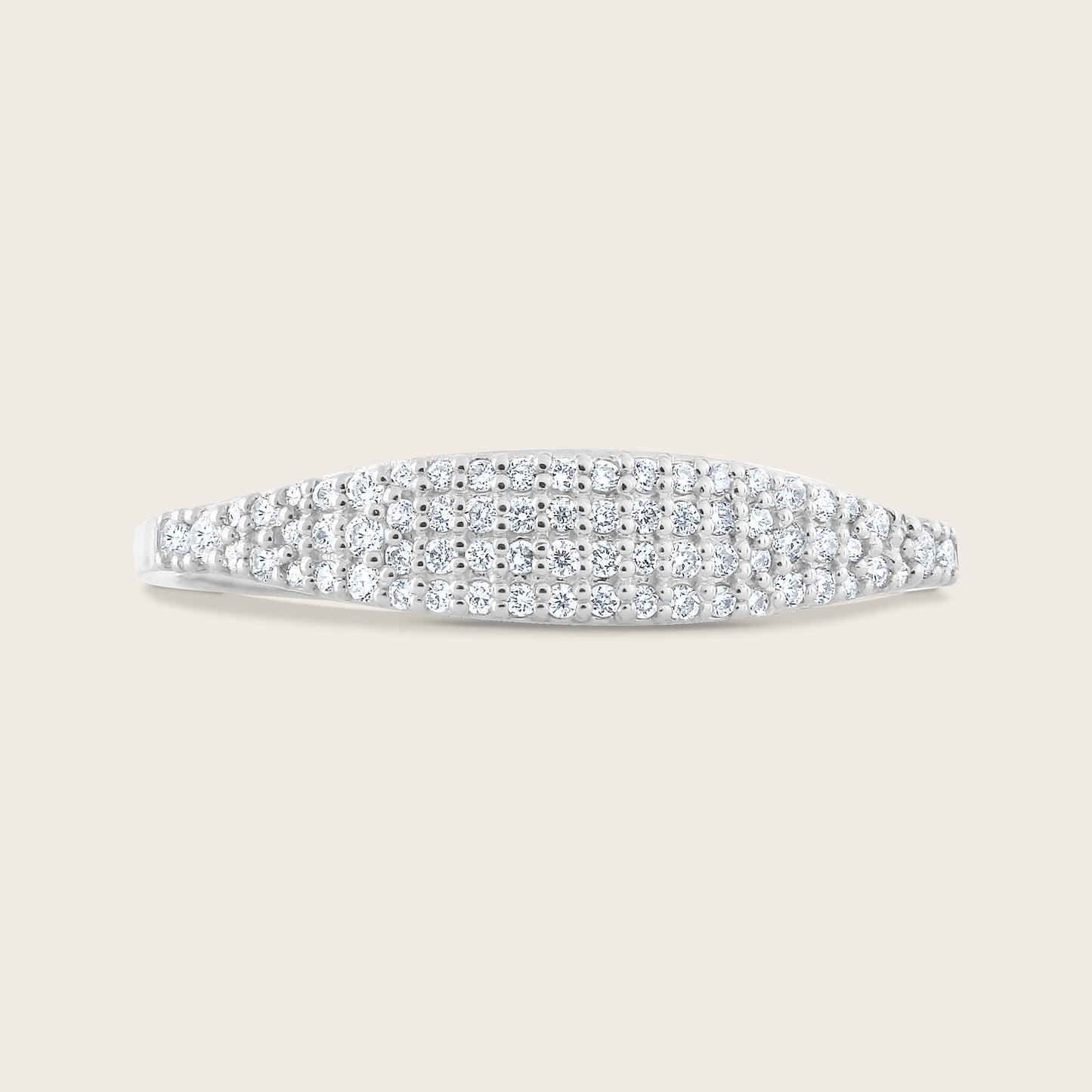 14k Gold Pavé Lab Grown Diamond Thin Dôme Ring