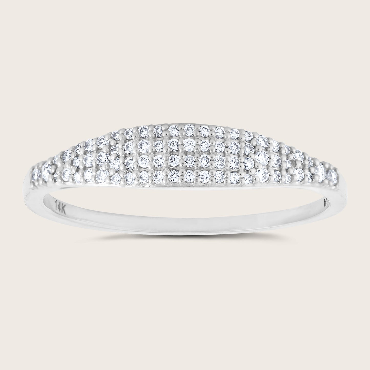 14k Gold Pavé Lab Grown Diamond Thin Dôme Ring