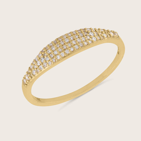 14k Gold Pavé Lab Grown Diamond Thin Dôme Ring