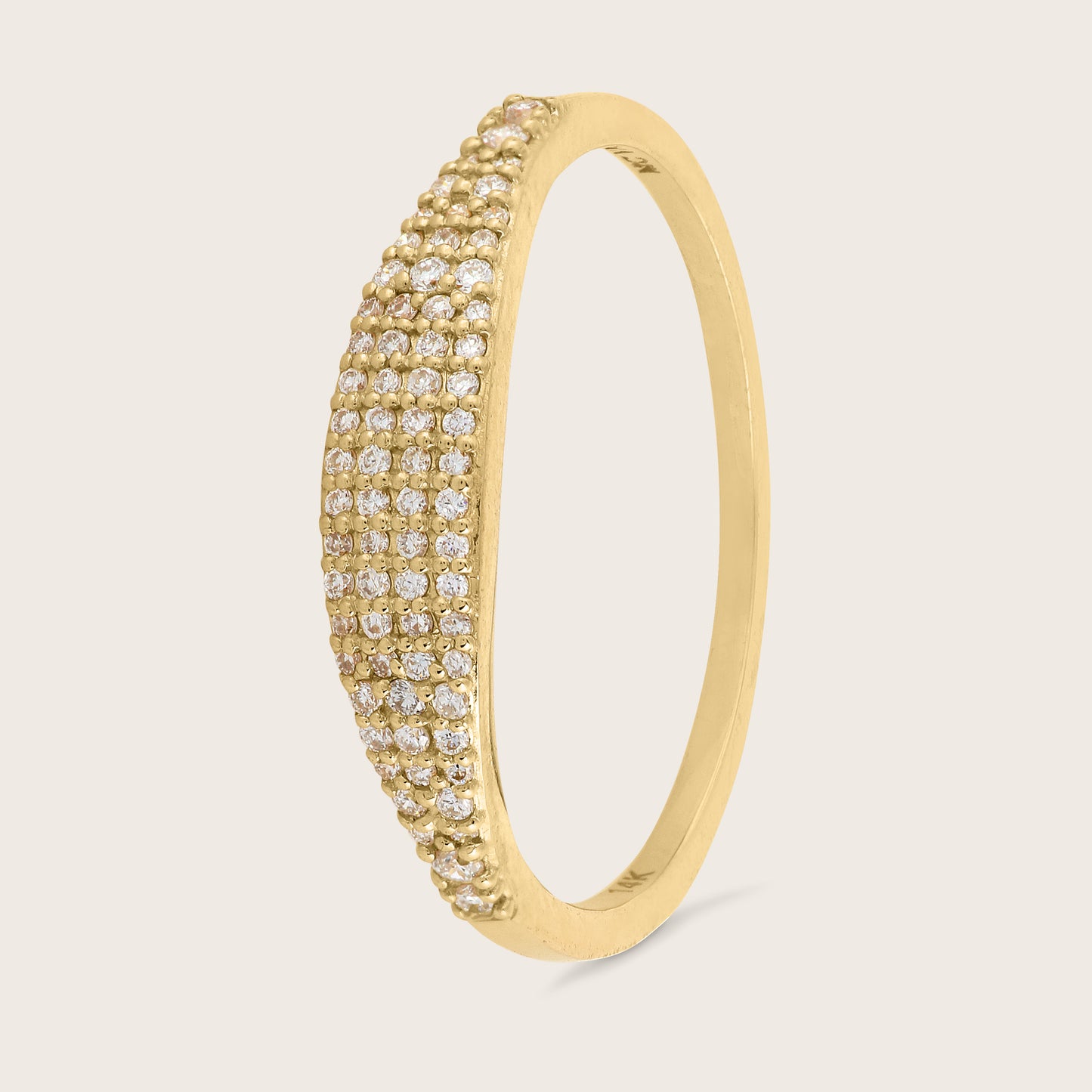 14k Gold Pavé Lab Grown Diamond Thin Dôme Ring