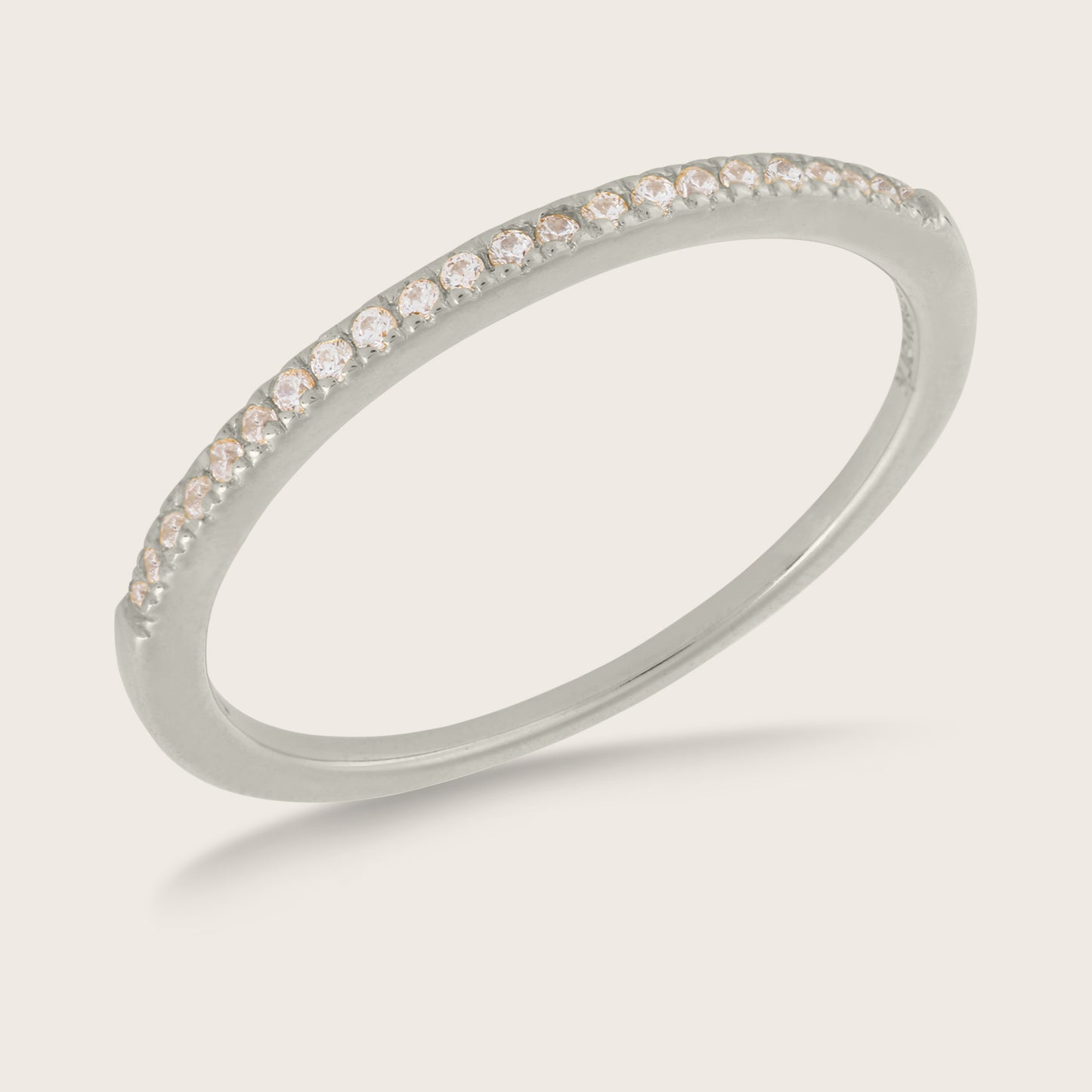 Sterling Silver CZ Half Eternity Band Ring