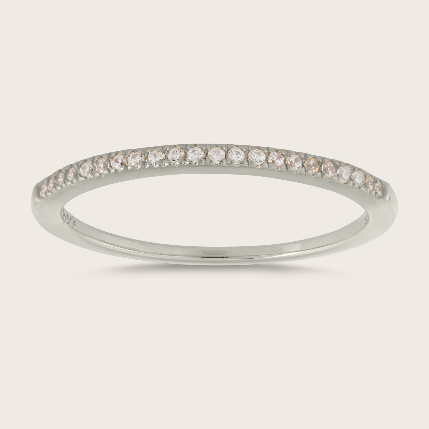 Sterling Silver CZ Half Eternity Band Ring