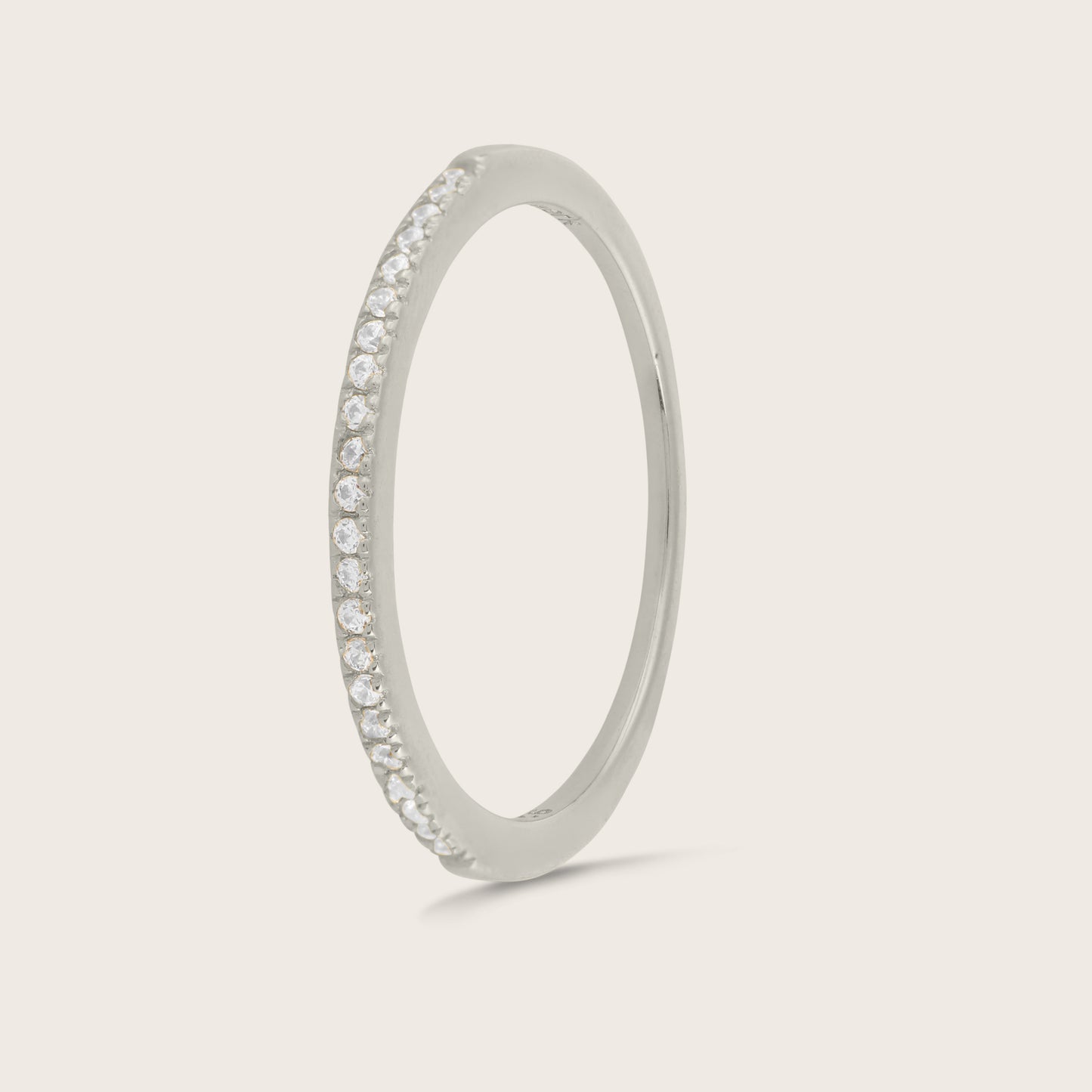 Sterling Silver CZ Half Eternity Band Ring