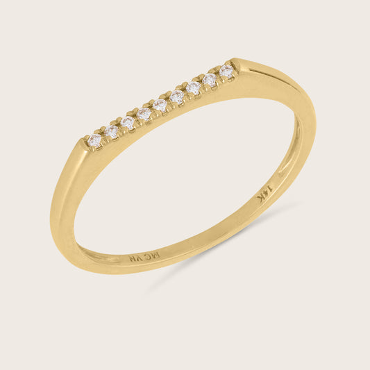 14k Yellow Gold Lab Grown Diamond Bar Ring