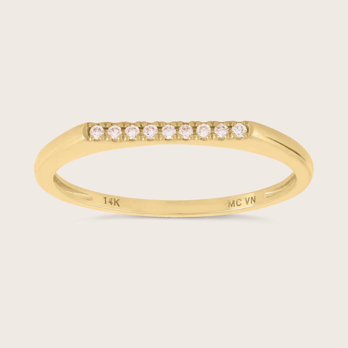 14k Yellow Gold Lab Grown Diamond Bar Ring