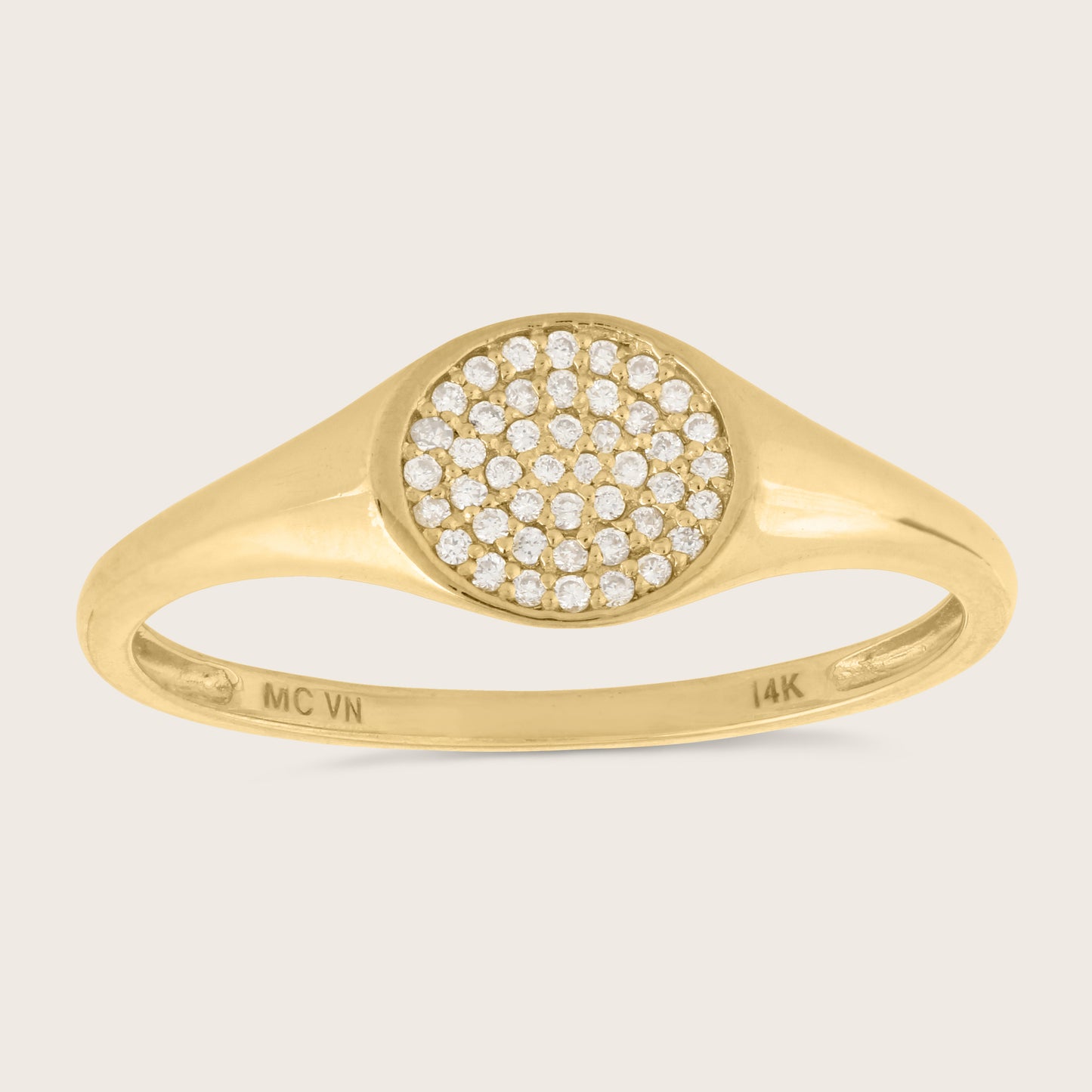 14k Yellow Gold Lab Grown Diamond Signet Ring