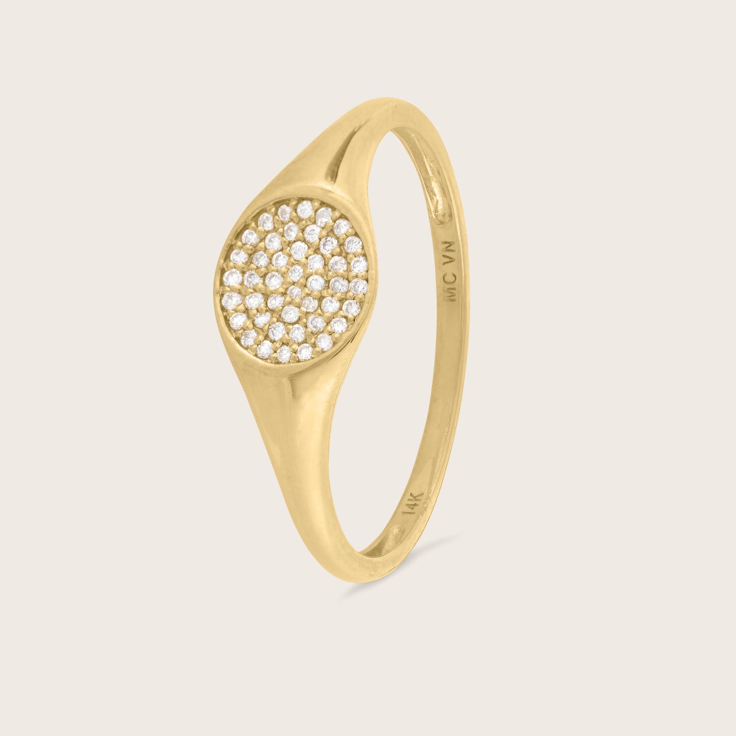 14k Yellow Gold Lab Grown Diamond Signet Ring