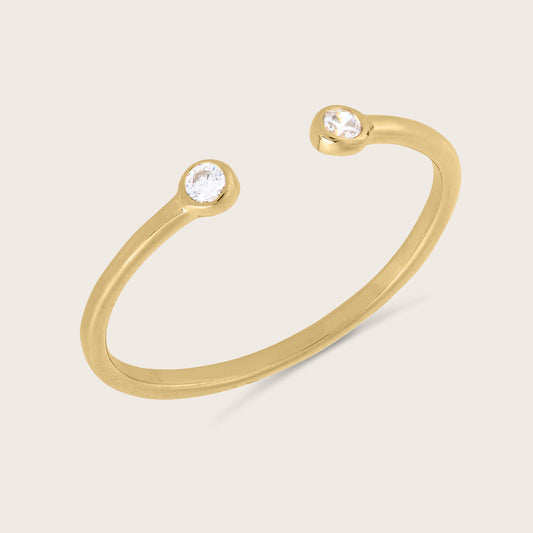 18k Gold Vermeil Bezel CZ Open Band Ring