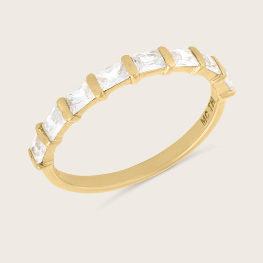 18k Gold Vermeil Baguette CZ Half Eternity Band Ring