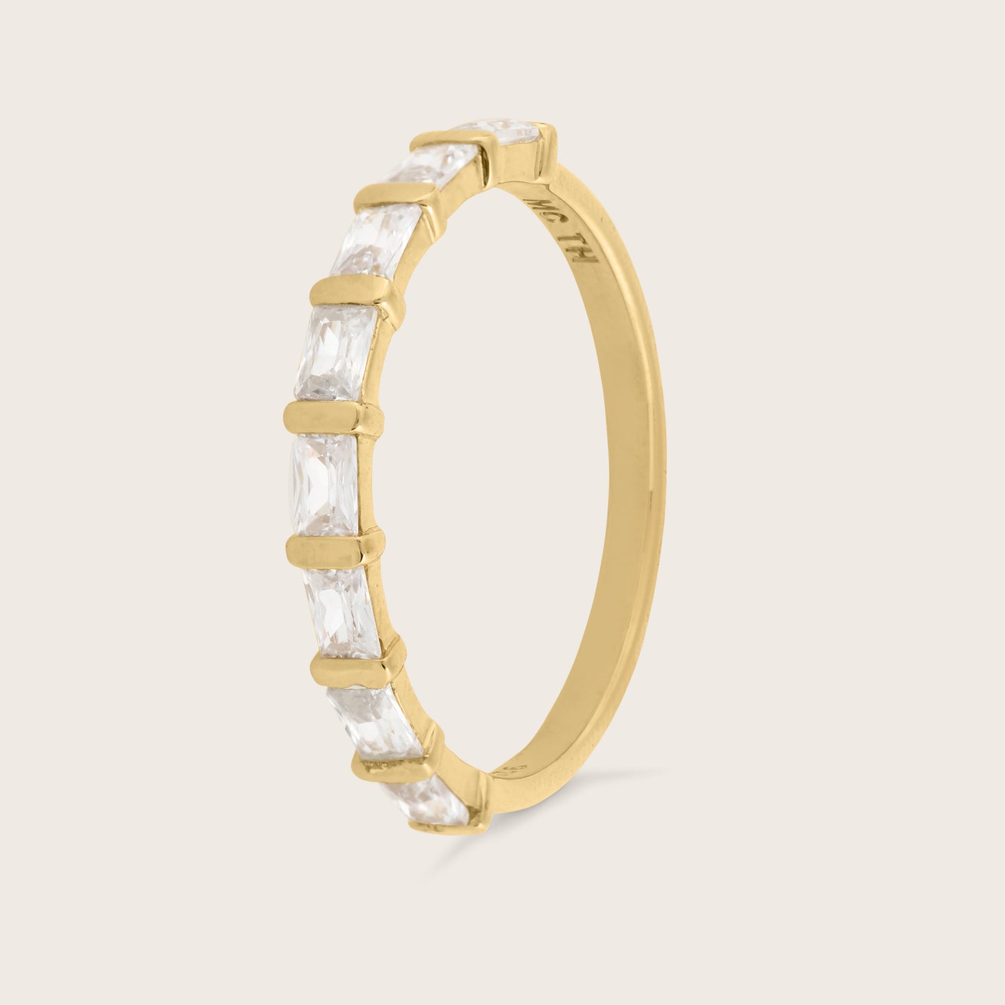 18k Gold Vermeil Baguette CZ Half Eternity Band Ring