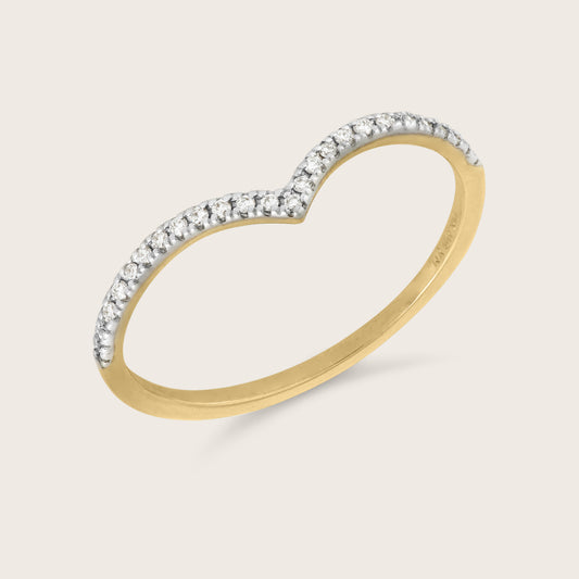 14k Yellow Gold Pavé Lab Grown Diamond Wishbone Stacking Ring