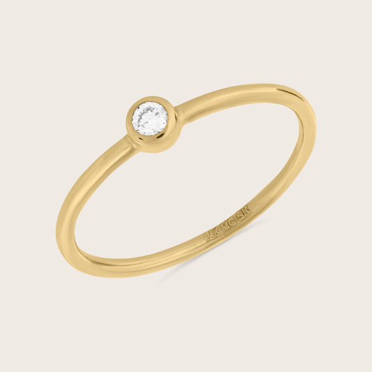 14k Gold Bezel Lab Grown Diamond Ring