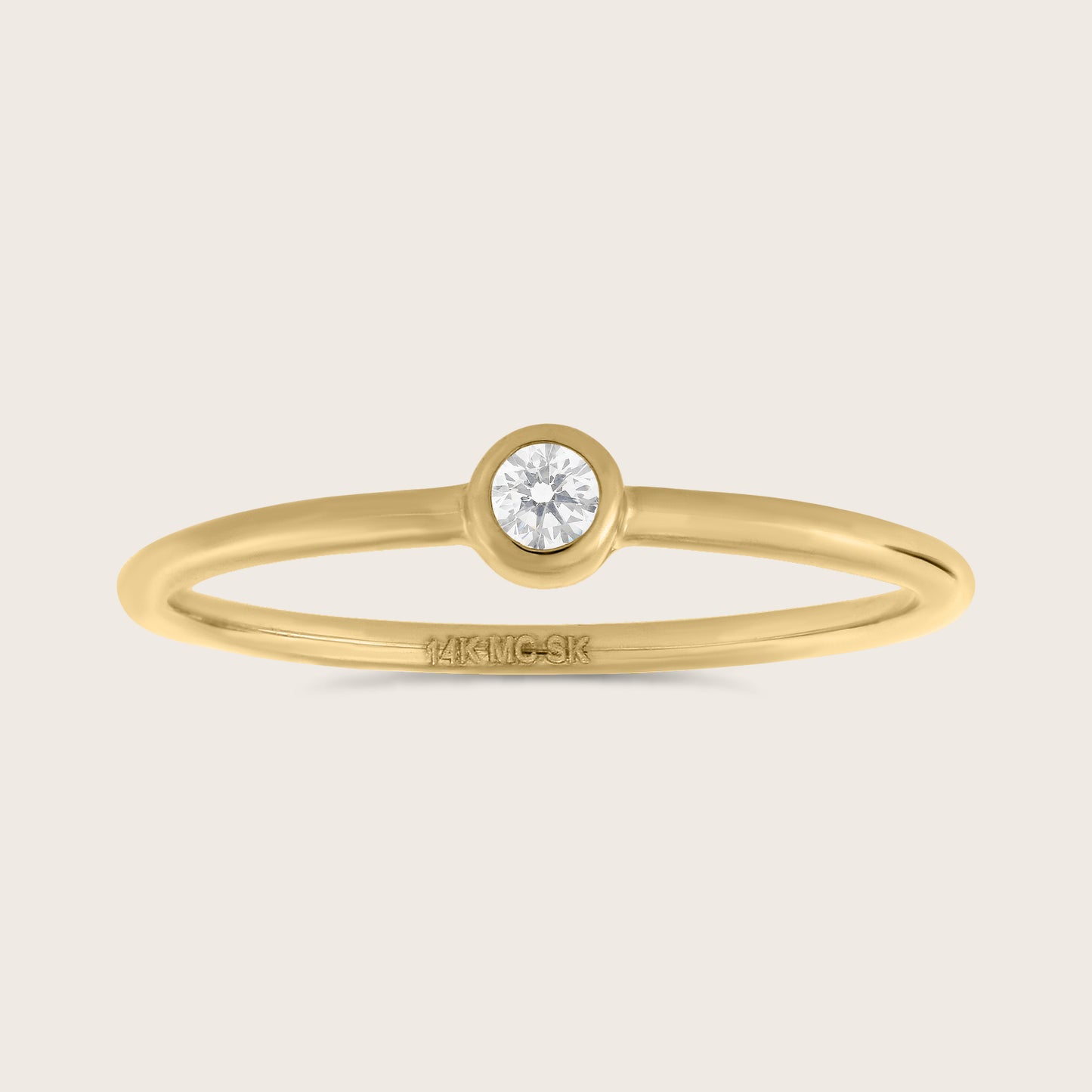 14k Gold Bezel Lab Grown Diamond Ring