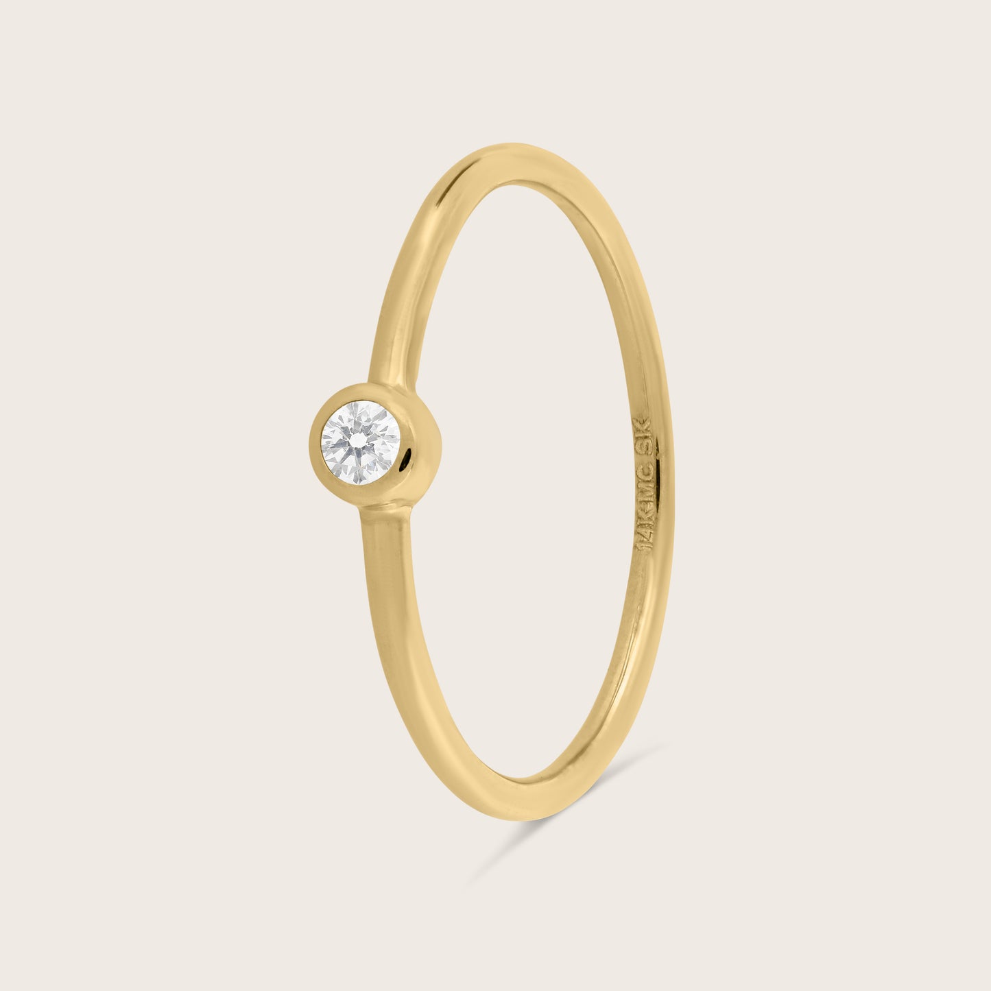 14k Gold Bezel Lab Grown Diamond Ring