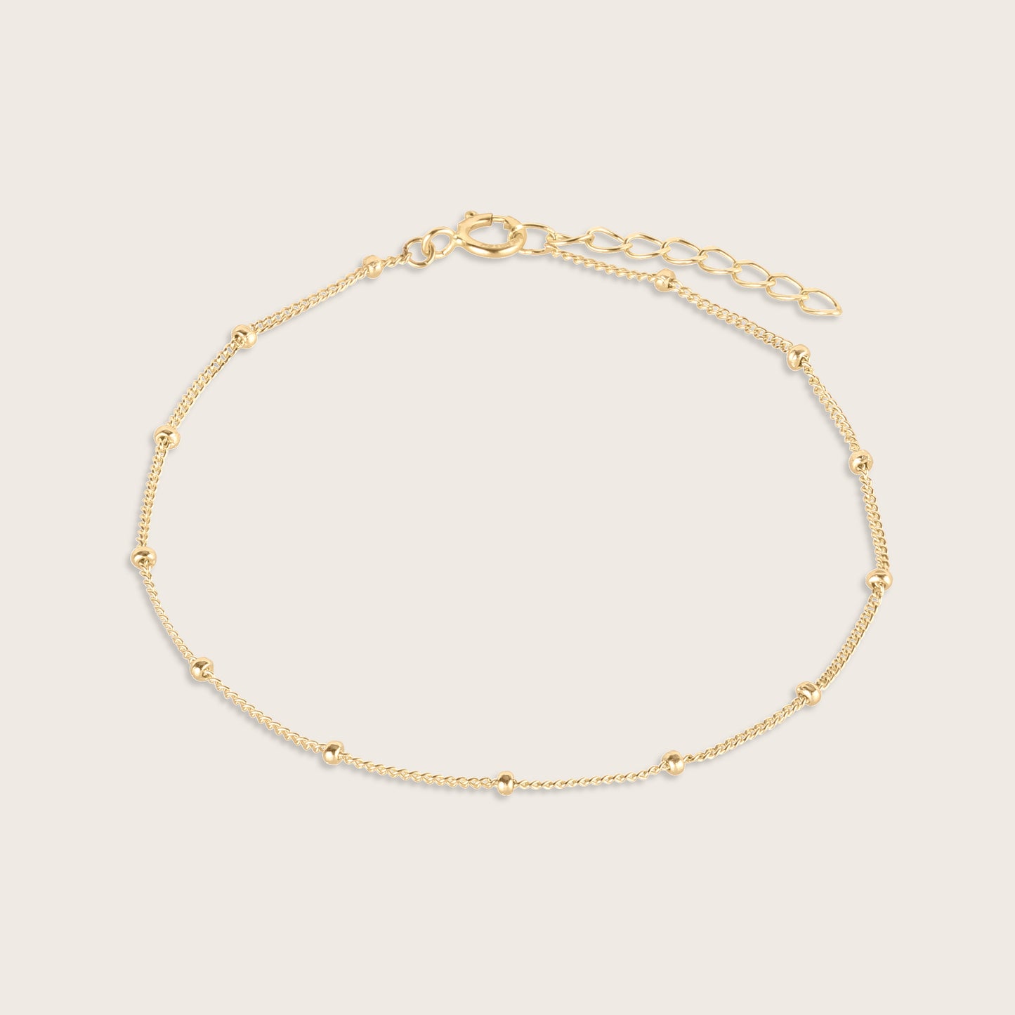 14k Yellow Gold Beaded Chain Bracelet