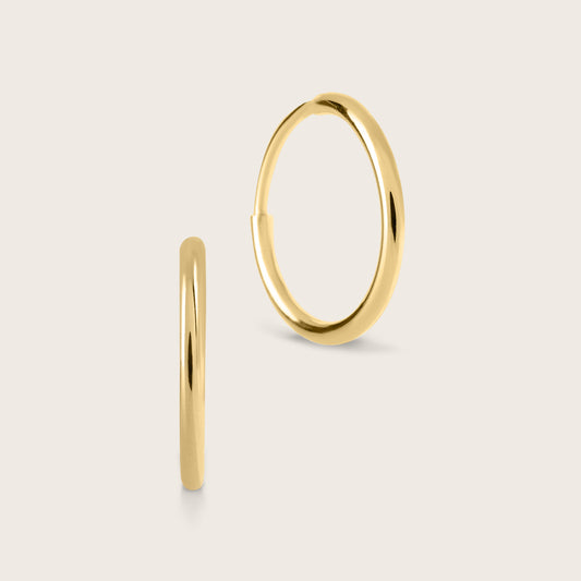 14k Yellow Gold Infinity Hoop Earrings