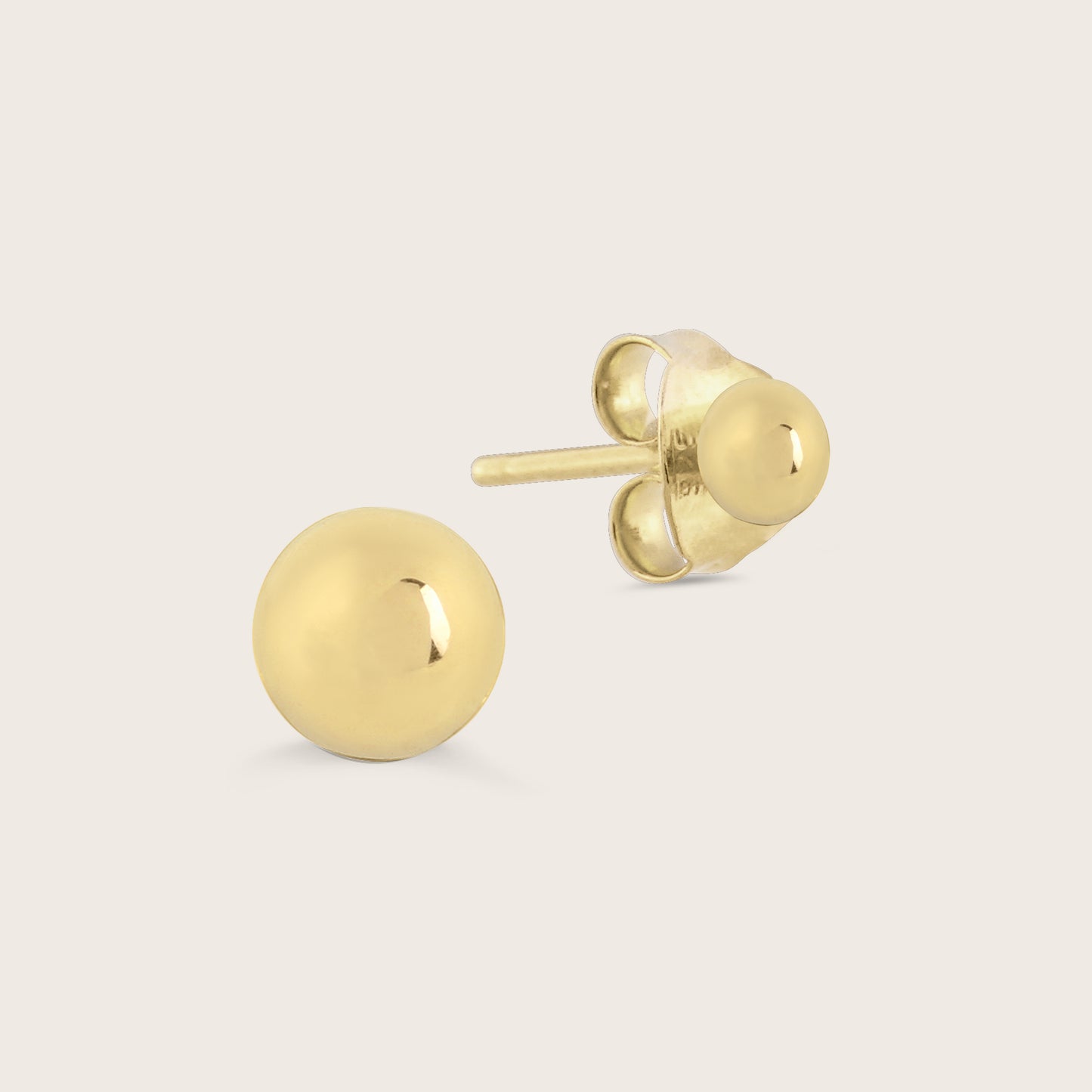 14k Yellow Gold Sphere Stud Earrings