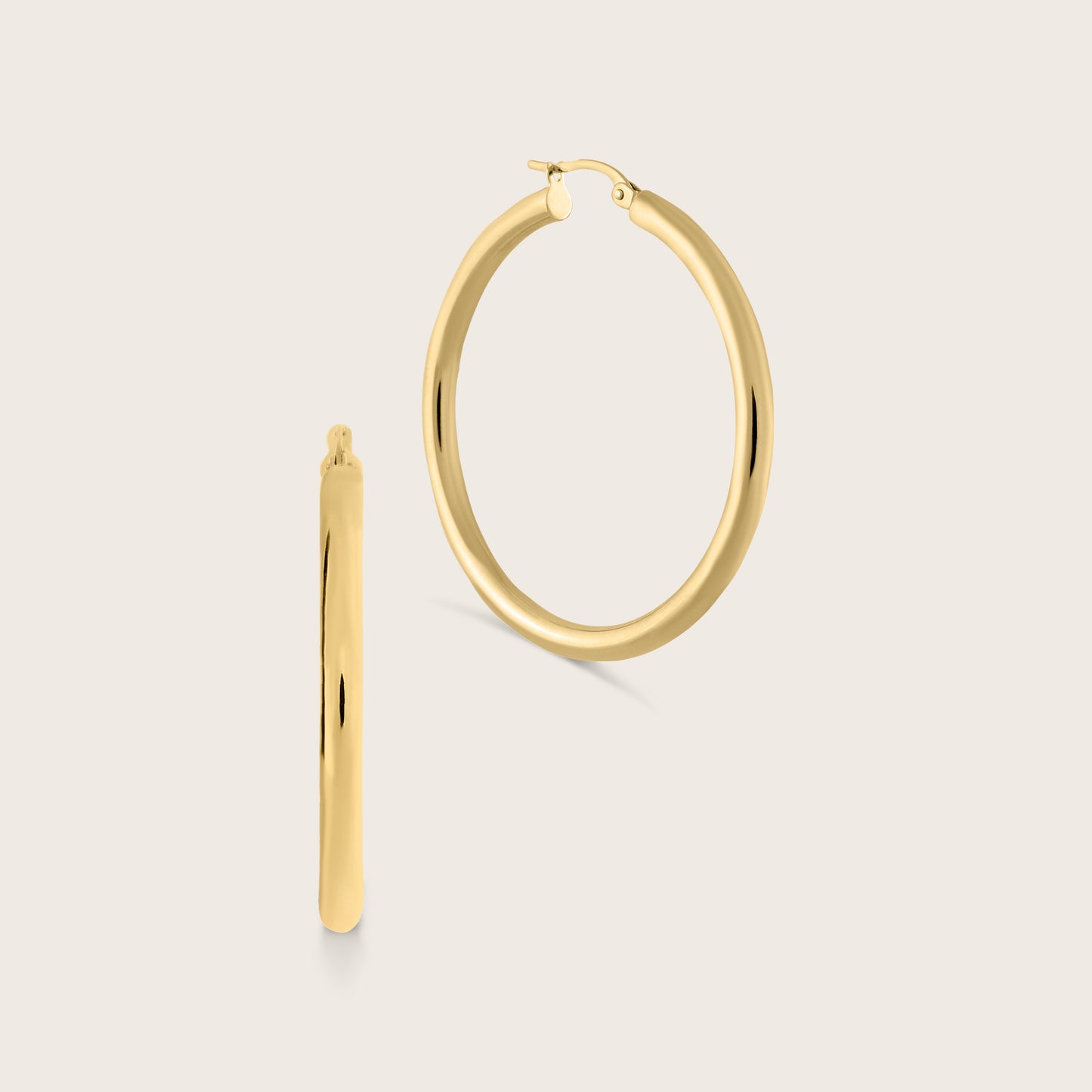 14k Yellow Gold Tube Hoop Earrings