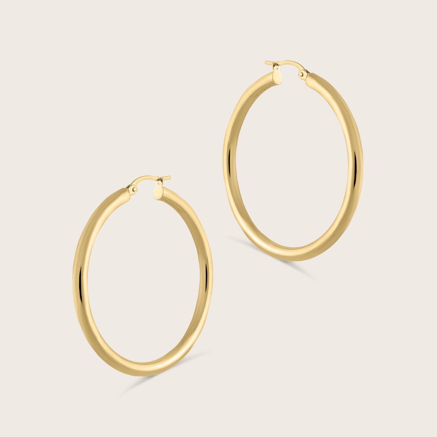 14k Yellow Gold Tube Hoop Earrings