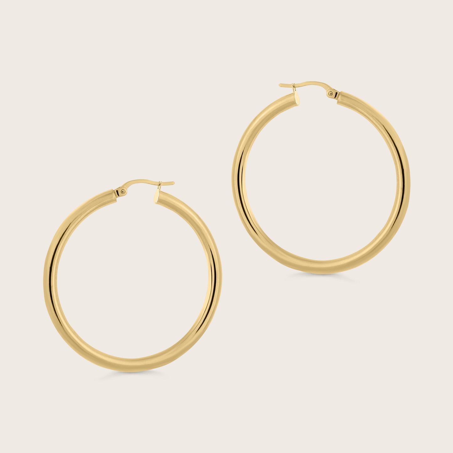 14k Yellow Gold Tube Hoop Earrings