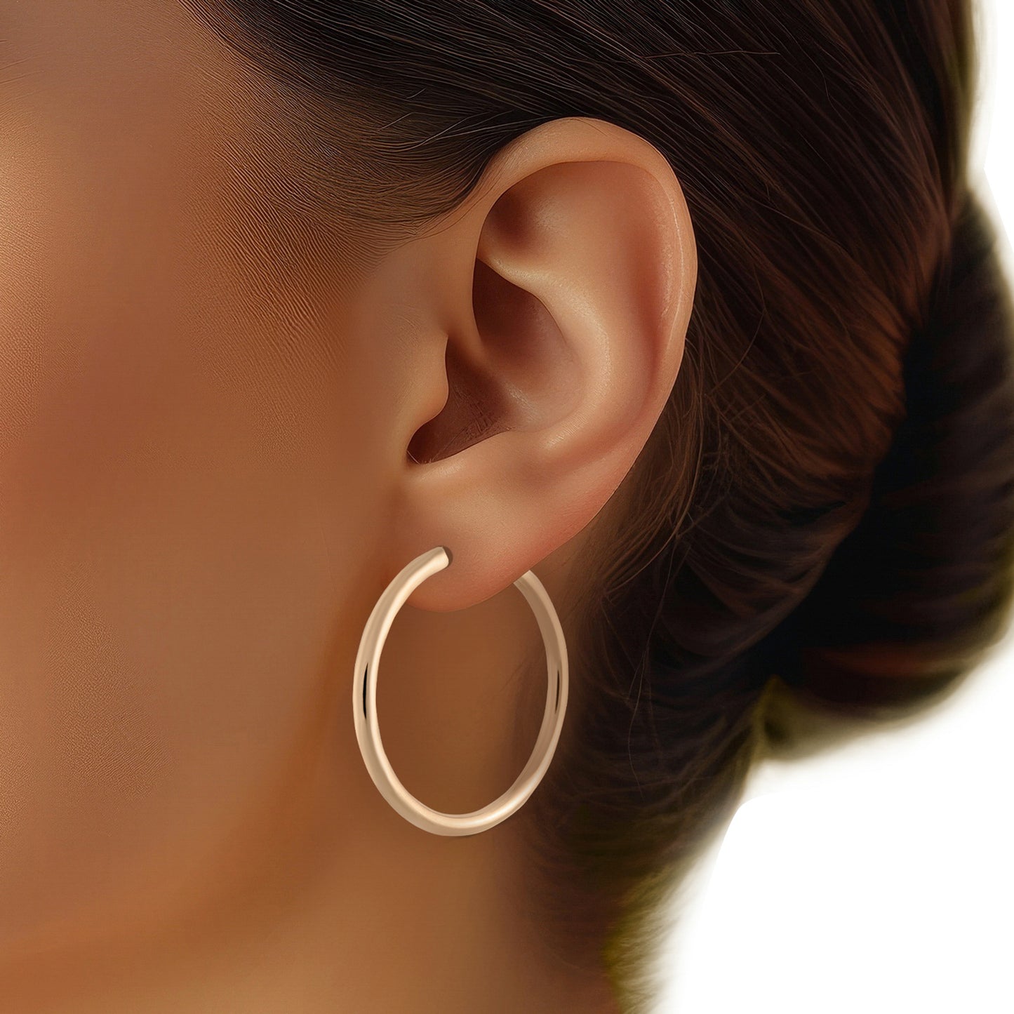 14k Yellow Gold Tube Hoop Earrings