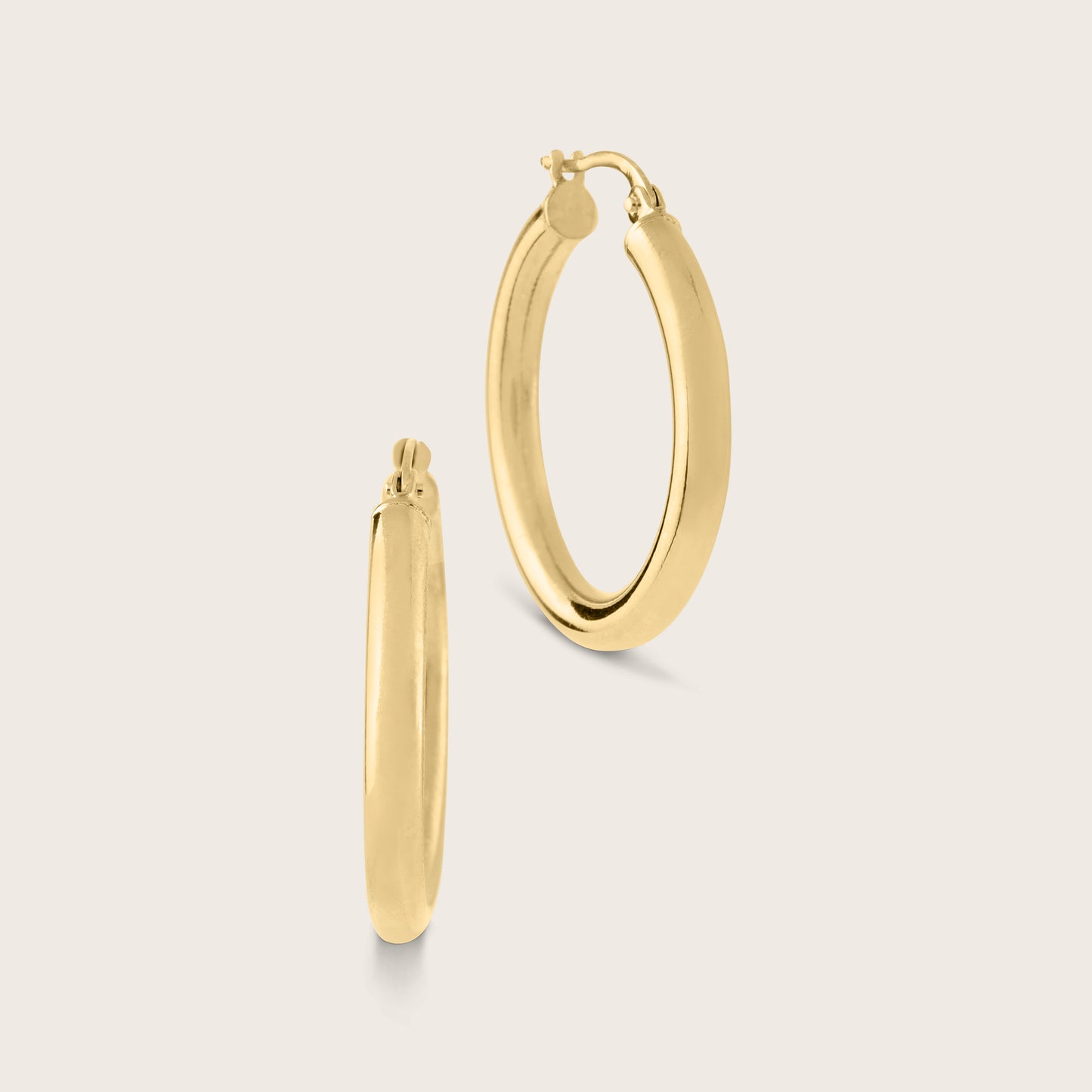 14k Yellow Gold Tube Hoop Earrings