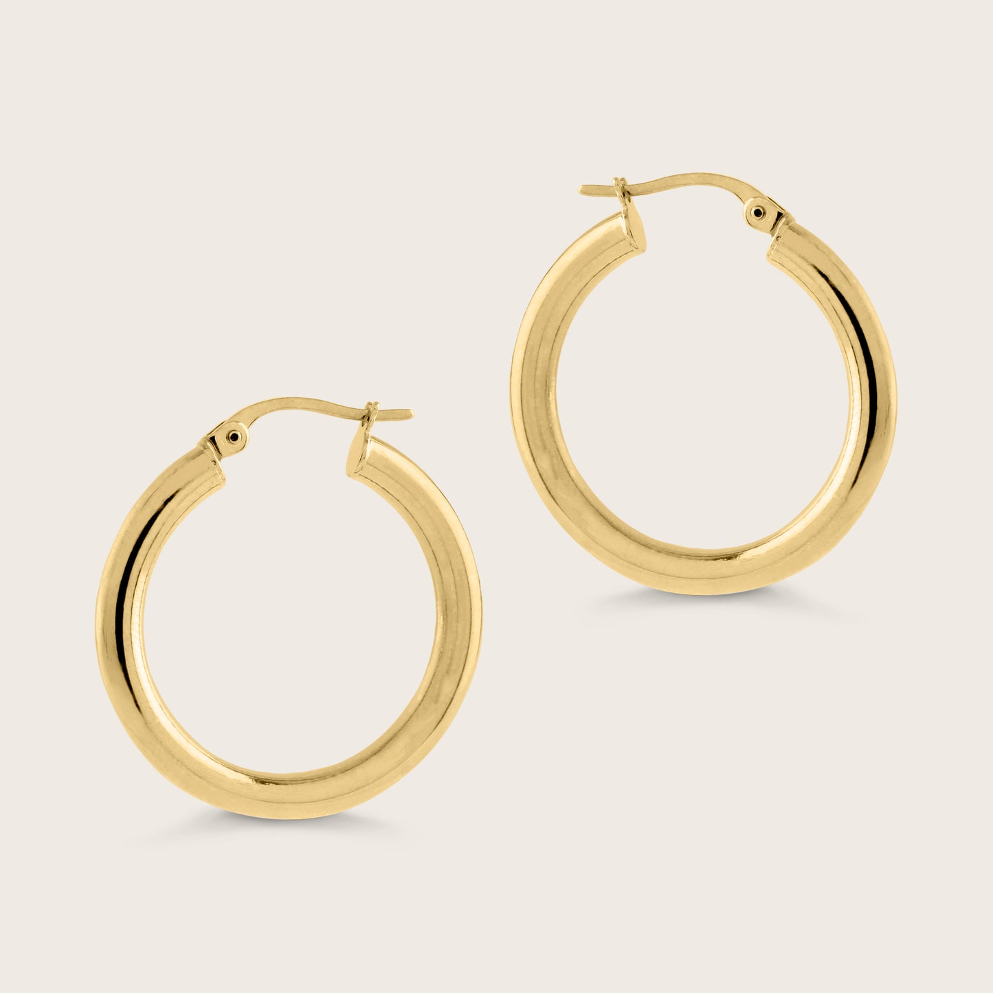 14k Yellow Gold Tube Hoop Earrings