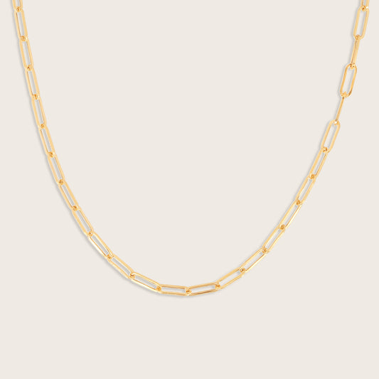 14k Yellow Gold Paperclip Chain Link Necklace