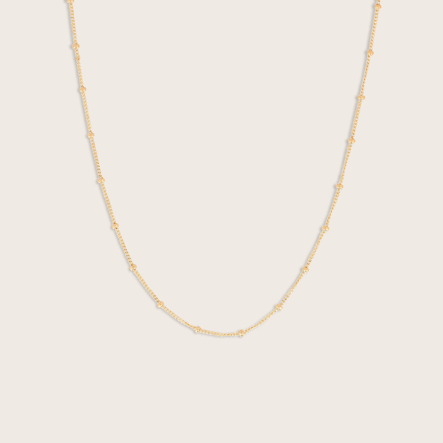 14k Yellow Gold Station Bead Chain Necklace